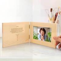 Bingkai Foto Kayu Solid Desain Dekoratif Meja Kerja Model Berongga 3D Gaya Minimalis Bentuk Buku Logo Horizontal/Vertikal