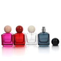 Flacon de parfum coloré de 50 ml en verre épais carré, imprimé sérigraphié, pour huiles essentielles et cosmétiques, vaporisateur de voyage