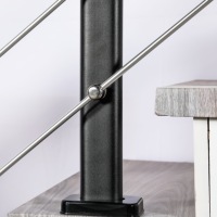 Kit de rampe d'escalier intérieure moderne en PVC polymère, main courante en aluminium brossé massif, poteau en acier avec joints en acier inoxydable