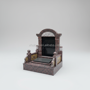 Mausolée chinois personnalisé en granit brun naturel poli, pierre tombale, stèle funéraire, monument commémoratif, conception sur mesure - Product Image 3