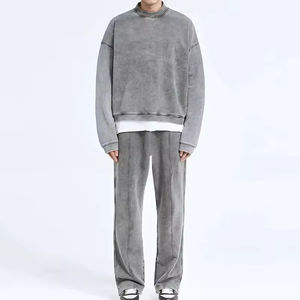 Sudadera de Otoño para Hombre, Estilo Urbano Vintage, Oversize, de Tejido Grueso, con Hombros Caídos, Cuello Redondo, Estampado con Efecto Ácido - Product Image 3