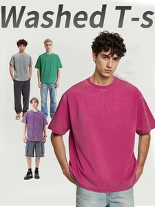 T-<span class=keywords><strong>shirt</strong></span> ample pour homme en coton délavé style <span class=keywords><strong>vintage</strong></span> américain 230G, manches courtes, coupe jeune, effet délavé à l'acide, coupe oversize - Product Image 5