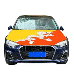不丹国家汽车发动机罩旗带热转印效果定制尺寸弹性织物