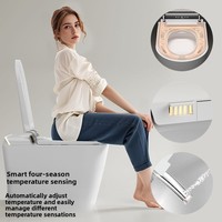 WC intelligent CleerWave avec siège chauffant, cuvette à fixation au sol, drainage en S, désodorisation automatique, lumière nocturne UV, télécommande