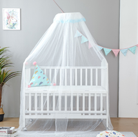 Grande moustiquaire pliable en polyester à impression numérique pour lit de bébé ou berceau, avec support et dôme de protection
