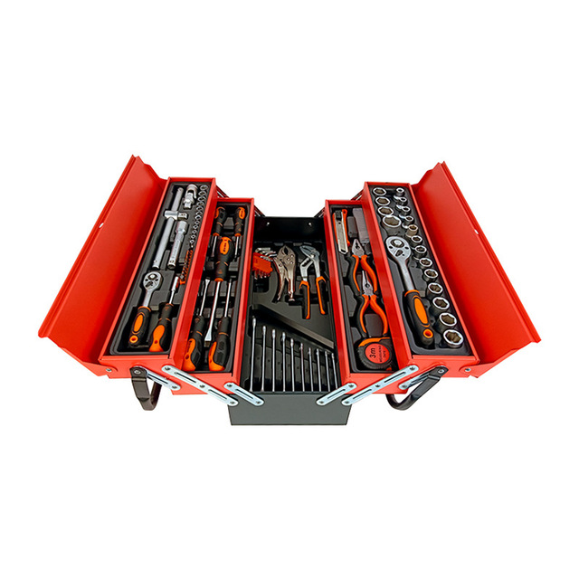Hot Selling OEM 85pcs Auto Repair Tool Set 3 Layer Metal Box Portable Hand Socket Wrench Tool Kit
