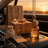 Diffuseur de parfum pour voiture suspendu, flacon de 10 ml, mini désodorisant, bouchon en bois, flacon de parfum sphérique en verre transparent avec corde