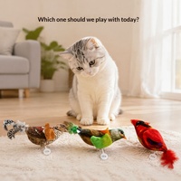 Jouet en peluche pour chat, auto-entretenant, anti-ennui, gadget attrayant pour chat, motif oiseau simulé, résistant aux chats, sonore et sûr
