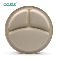 Assiette jetable Oasis 10 pouces, écologique, biodégradable, à 3 compartiments, 100 % pulpe de bagasse de canne à sucre, vaisselle micro-ondable