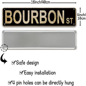 Letrero Metálico Retro <span class=keywords><strong>de</strong></span> la <span class=keywords><strong>Biblioteca</strong></span> Bourbon Street, Decoración Vintage con Nombre <span class=keywords><strong>de</strong></span> Calle para el Hogar, Bar, Sala <span class=keywords><strong>de</strong></span> Juegos, Arte <span class=keywords><strong>de</strong></span> Pared - Product Image 5