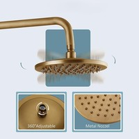 Système de douche en laiton antique, ensemble complet, robinetterie de douche rétro vintage avec douchette pluie de 8 pouces