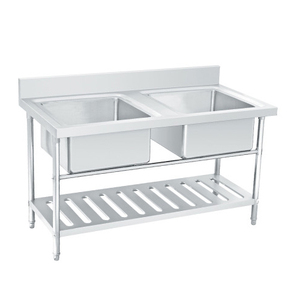 Stations de récurage de cuisine en acier inoxydable 201 304-Résistant à la rouille, double évier pour les cuisines de restaurant - Product Image 5