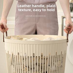 SilverJet Premium Quality Collapsible PP+Leather <b>Laundry</b> <b>Basket</b> Modern Simplicity Design Large Capacity Returnable Bottle - Product Image 5