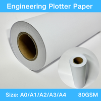 Papel para Plotter de Ingeniería de 80 g/m², Reciclable, con Núcleo de 2 Pulgadas, para Dibujo, Origen Guangdong, Anchos 880 mm/610 mm/440 mm