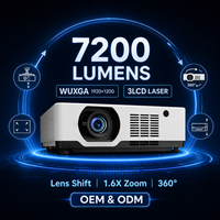 Projecteur laser 3LCD commercial 7200 lumens WUXGA avec correction de l'objectif et correction géométrique