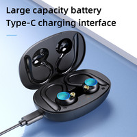 Écouteurs sans fil TWS Eseed YYK-580 avec crochet d'oreille, indicateur LED, étanchéité IPX7, Bluetooth 5.2, pour le sport et la musique, avec étui de charge