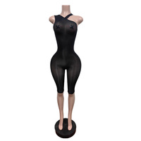 Nouvelle combinaison streetwear brillante à épaules dénudées 88708 - En stock - Yoga Sport - Tissu en dentelle ajusté mi-mollet