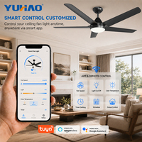 Ventilateur de plafond LED BLDC sans vibration avec moteur DC, 48-52 pouces, pour chambre d'hôtel, fixation par suspension, vente en gros OEM/ODM