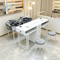 Tables de manucure modernes pour salon de beauté, postes de travail personnalisés pour nail art avec collecteur de poussière