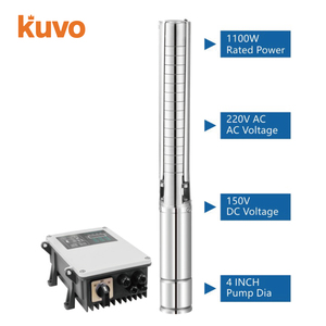 ปั๊มน้ำพลังงานแสงอาทิตย์ KUVO ประสิทธิภาพสูง สแตนเลสสตีล พร้อมตัวควบคุม MPPT 1.5 แรงม้า 1100 วัตต์ ปั๊มจุ่มใต้น้ำสำหรับบ่อน้ำลึก ใช้งานกลางแจ้ง - Product Image 2