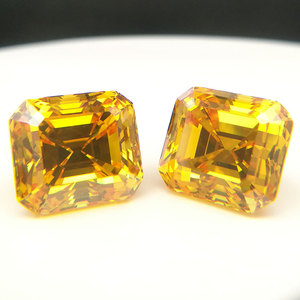 8A haute qualité personnalisé fait 12*13mm excellente coupe asscher jaune doré synthétique <span class=keywords><strong>diamant</strong></span> zircone - Product Image 1