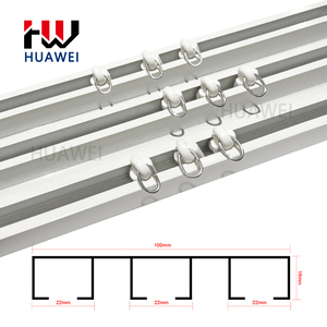รางม่านสามช่องแบนสีขาวของหัวเว่ยรางม่านโลหะผสมสามแถวแบบปรับแต่งได้ - Product Image 2
