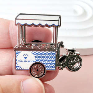Épinglette personnalisée en émail dur, mini-vélo, chariot de nourriture, avec impression sérigraphiée - Product Image 1