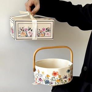 Corbeille à fruits florale et botanique haut de gamme de luxe léger, plateau de présentation pour le salon, le thé de l'après-midi, les collations et les douceurs, souvenir - Product Image 3