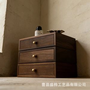 <b>Drawer</b> <b>Storage</b> <b>Box</b> Rectangle Solid Color Wood 3 Tier Desktop Organizer for Cosmetics Office Jewelry <b>Storage</b> - Product Image 4