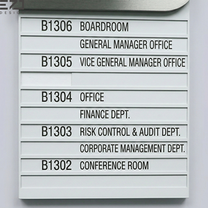 Signalétique de planification d'espaces de bureau moderne en métal brossé avec plaques nominatives interchangeables pour hôtels et centres d'affaires - Product Image 4