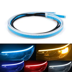 2 pz DRL auto flessibile LED luci di marcia diurna indicatore di direzione lampada faro impermeabile 30cm 45cm 60cm bianco rosso giallo blu