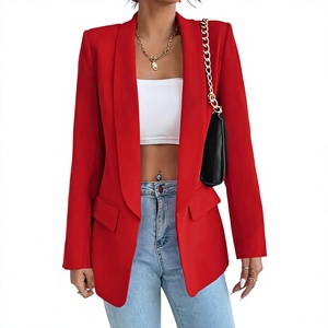 2026 Roter Neuer Stil Petite <span class=keywords><strong>Blazer</strong></span> Frühling/Herbst Pendler-Mantel Damen Vielseitiges Oberteil mit Knöpfen Einfarbig Großhandel Trendig Unverwechselbar - Product Image 1
