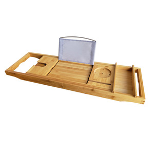 Étagère de bain en bambou 60x70cm rectangulaire autoportante pour salle de bain avec plateau en tissu - Product Image 3