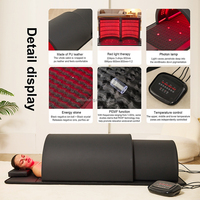 Lit de luminothérapie LED triple puce Fitkang 1120 pièces, dôme de sauna à lumière rouge 660nm 850nm, PEMF 1-30Hz réglable, chauffage infrarouge à faible EMF