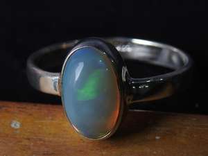 Australian Multi Fire <b>Opal</b> Wedding <b>Ring</b>-<b>Silver</b>-October Birthstone-Solid <b>Opal</b>-10x6mm-7 US Bezel Setting Engagement Gift - Product Image 2