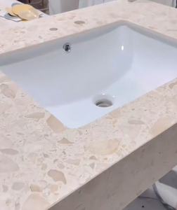 Tùy chỉnh màu be terrazzo gạch lát sàn Non-Slip hiện đại Đá Nhân Tạo Lớn slab cho phòng tắm Tường Nội Thất bảng <span class=keywords><strong>Top</strong></span> - Product Image 2
