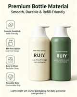 Bouteille pompe PET rechargeable avec logo personnalisé, impression UV, forme cylindrique, plusieurs couleurs mates, bouteille vide pour shampoing et gel douche pour la maison