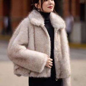 Manteau court en fausse fourrure de <span class=keywords><strong>renard</strong></span> pour femme, nouvelle collection hiver, veste ample en peau de mouton écologique, vêtement d'extérieur chaud et polyvalent - Product Image 6