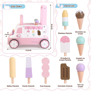 Asweets-Trotteur en bois pour bébé, avec siège, pour la crème glacée d'été, en forme de trolley - Product Image 4