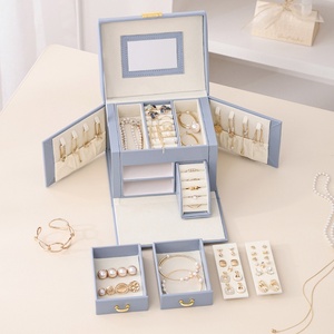 Boîte à bijoux <span class=keywords><strong>rectangulaire</strong></span> multi-couches <span class=keywords><strong>de</strong></span> style européen avec fermeture à loquet, boîte <span class=keywords><strong>de</strong></span> <span class=keywords><strong>rangement</strong></span> multifonctionnelle <span class=keywords><strong>de</strong></span> grande taille pour bagues - Product Image 3