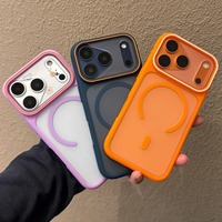 Coque Mate Translucide pour iPhone 17 16 15 Pro Max 14 Plus 11 12 13 Air, Housse Rigide Magnétique Bicolore Contrastée