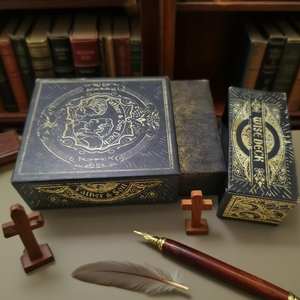 Boîte à tiroirs vintage personnalisée avec motifs en relief doré, texture noire, porte-cartes mystérieux et élégant - Product Image 2