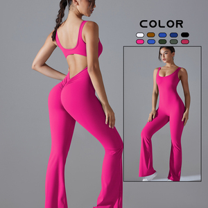 2024 venta al por mayor Hollow Backless ropa de <span class=keywords><strong>mujer</strong></span> <span class=keywords><strong>Kit</strong></span> de una pieza gimnasio entrenamiento atlético monos - Product Image 1