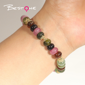 Красочная Йога чакра исцеляющая энергетическая Хрустальная бижутерия подарок натуральный разноцветный турмалиновый браслет из бисера с китайским шармом - Product Image 6