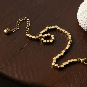 Wholesale Brushed square 18K Gold Plated Stainless Steel <b>Bead</b> <b>Bracelet</b> - Product Image 2