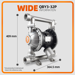 Bomba Neumática de Diafragma de Acero Inoxidable 304 ATEX GODO QBY3-32P 1-1/4'' para Residuos Alimenticios, Cerveza y Aire - Product Image 5