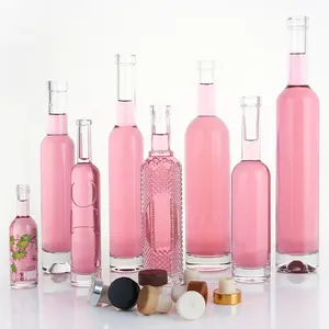 בקבוקי זכוכית צילינדר יין רוח בקבוק זכוכית 200 מ "ל 375 מ" ל 500