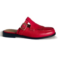Mules d'été respirantes en cuir rouge haut de gamme pour hommes et femmes – Confortables, en cuir véritable, idéales pour la plage