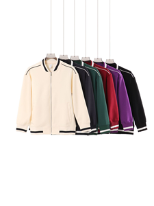 Fabricantes de ropa Chaqueta universitaria de gran tamaño personalizada de Otoño/Invierno con inserto de hombro de 400g, líneas de colores de contraste y Z - Product Image 3
