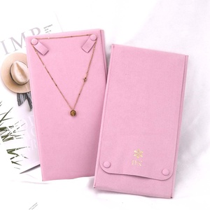 Custom Gold Stamping Microfiber Jewelry Display Luxury Suede Microfiber Necklace Earring Jewelry Pouch With Insert <b>Card</b> Pad - Product Image 1